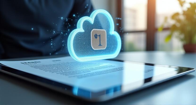 Abstract representation of cloud security and digital contracts